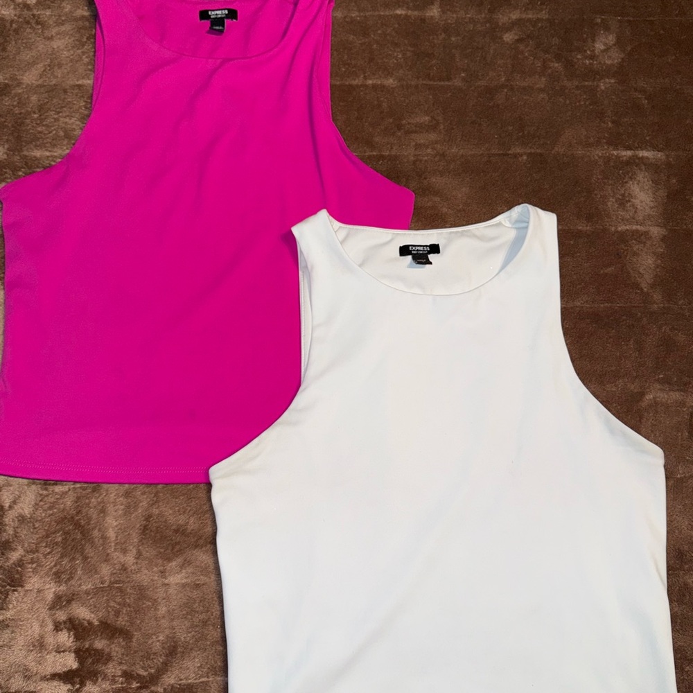 Women's Sleeveless Tops - Pink and White